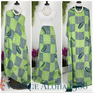 Pine/Lime Green Abstract Checkered Sarong Pareo Beach Wrap Skirt Summer Scarf